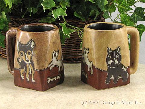 Mara stoneware mugs are etched and painted by hand.