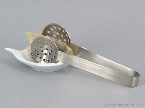 A collection of strainers and tongs for loose leaf tea and tea bags.